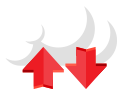 Illustration d'un nuage avec deux flèches rouges dessous allant en sens inverse.